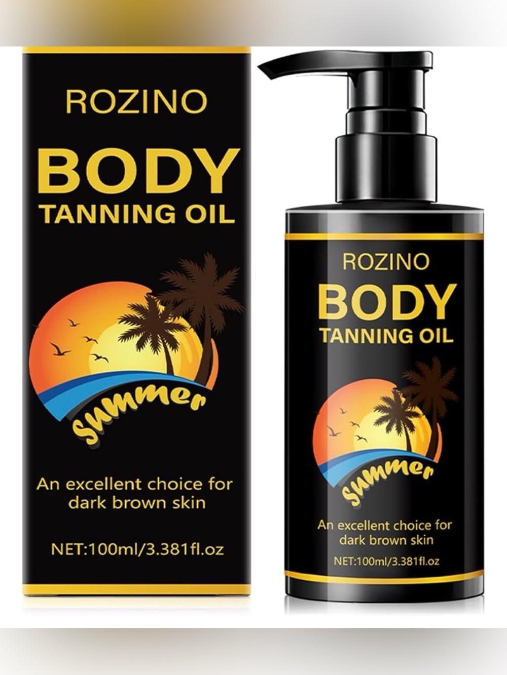 ROZINO Body Tanning Oil 3.381 fl oz SPF 0 for Body & Face
